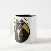 ガンスターピットブルおもしろいドッグミームピットブルパパマグ ツートーンマグカップ (正面左)