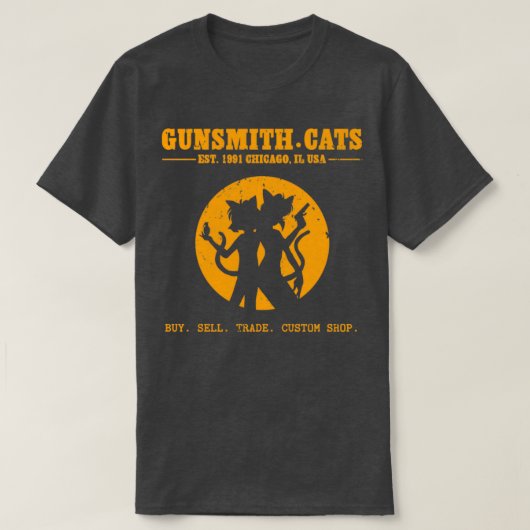ガンスミス猫ショップオレンジ Tシャツ (デザイン正面)