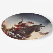 ガンスリンガーサンタクロース乗馬クリスマス ペーパープレート (アングル)