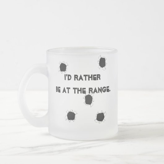 ガンターゲット射撃、 発砲範囲 フロストグラスマグカップ (左)