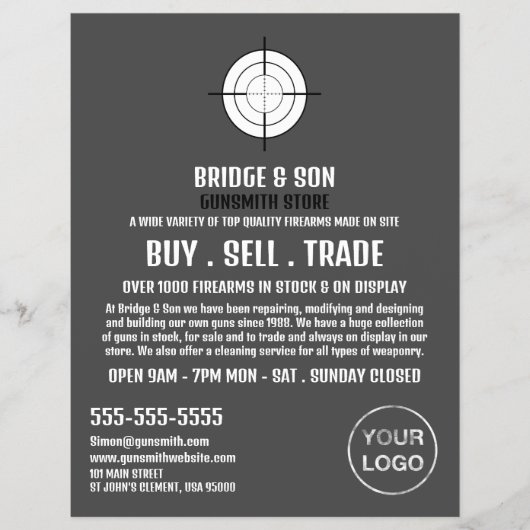 ガンターゲット、ガンスミス、ガンストア広告ーズ チラシ (正面)