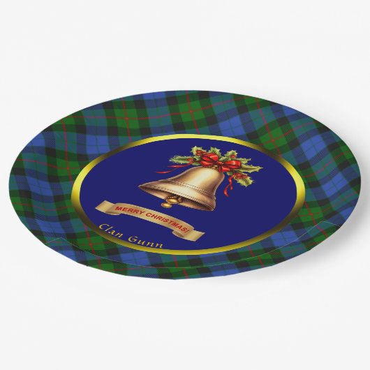 ガンタータンチェックパーソナライズされたクリスマス ペーパープレート (アングル)