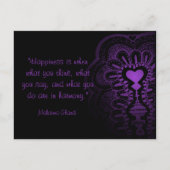 ガンディ引用文インディアヘンナパープルハートラブピンク ポストカード (正面)