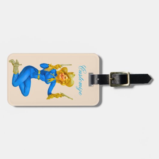 ガントピンアップ女性のカーボーイThunder_Cove ラゲッジタグ (正面横)