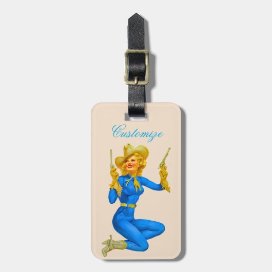 ガントピンアップ女性のカーボーイThunder_Cove ラゲッジタグ (正面縦)