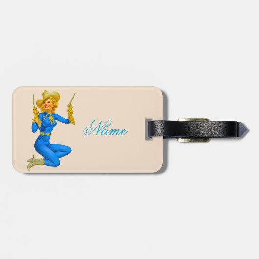 ガントピンアップ女性のカーボーイThunder_Cove ラゲッジタグ (裏面横)