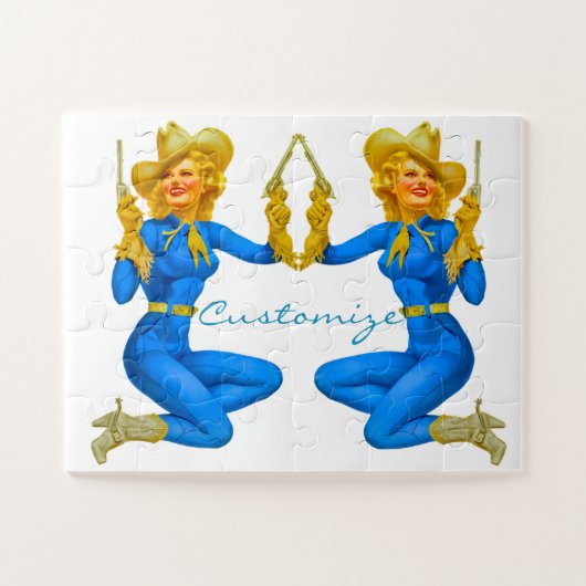 ガントートピンアップ女性のカーボーイThunder_Cove ジグソーパズル (横)