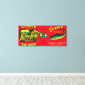 ガンナーサーモン缶ラベルGambier Bay, AK キャンバスプリント (インサイチュ (ウッドフロア))