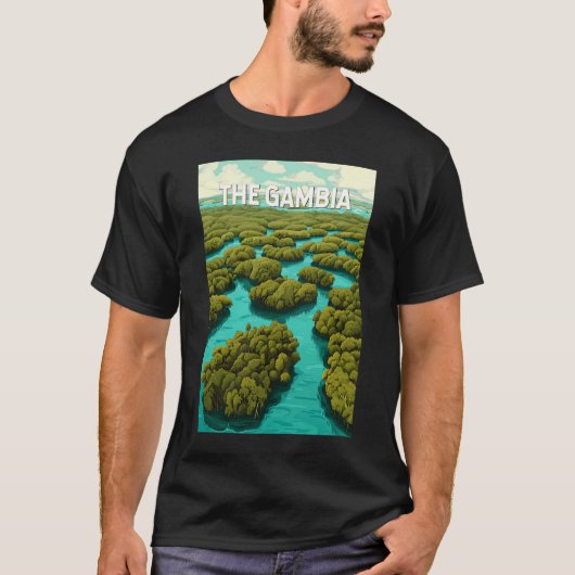 ガンビアのイラスト・トラベルアート・ヴィンテージ Tシャツ (正面)