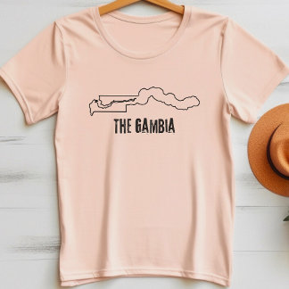 ガンビア国の地図の線の縁ど輪郭の形状 Tシャツ