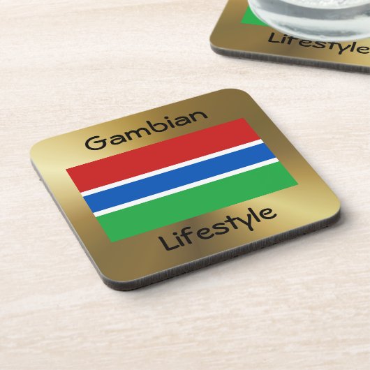 ガンビア国旗+文字コースター コースター (左側)
