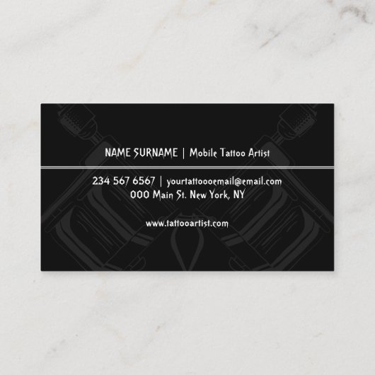 ガンペンクラウンブラックミニマルタモダントゥーアーティスト 名刺 (裏面)