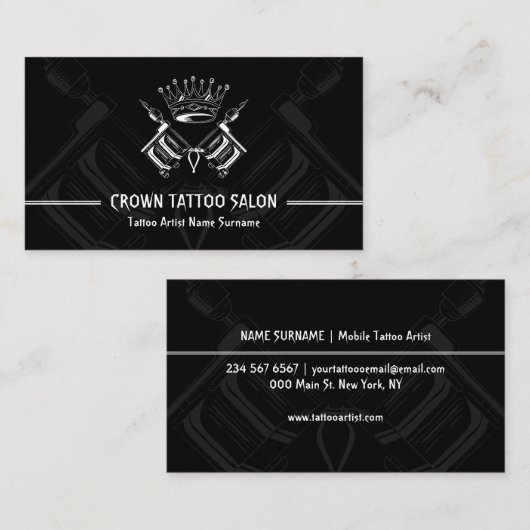 ガンペンクラウンブラックミニマルタモダントゥーアーティスト 名刺 (正面/裏面)