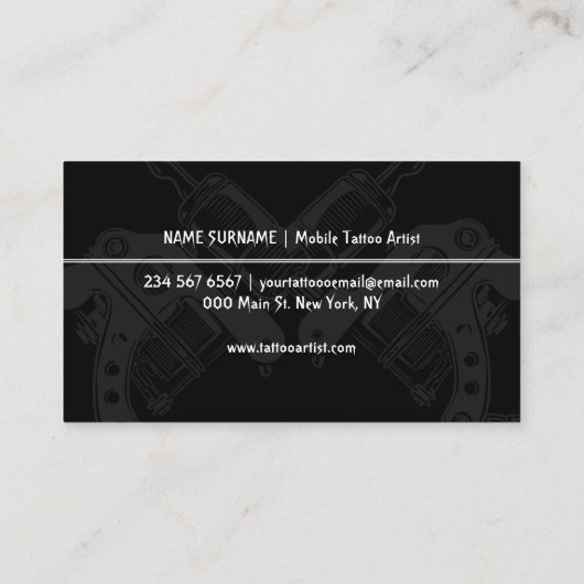 ガンペンミニマルモダンリストブラックタトゥーアーティスト 名刺 (裏面)
