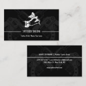 ガンペンミニマルモダンリストブラックタトゥーアーティスト 名刺 (正面/裏面)