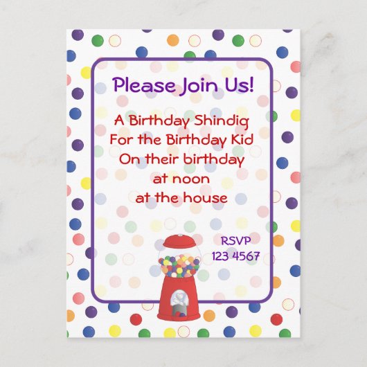 ガンボール招待状 インビテーションポストカード (正面)