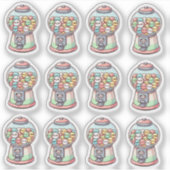 ガンボール機，水色おもしろい, カラフル, シール (正面)