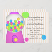 ガンボール赤ちゃんシャワー 招待状 (正面/裏面)