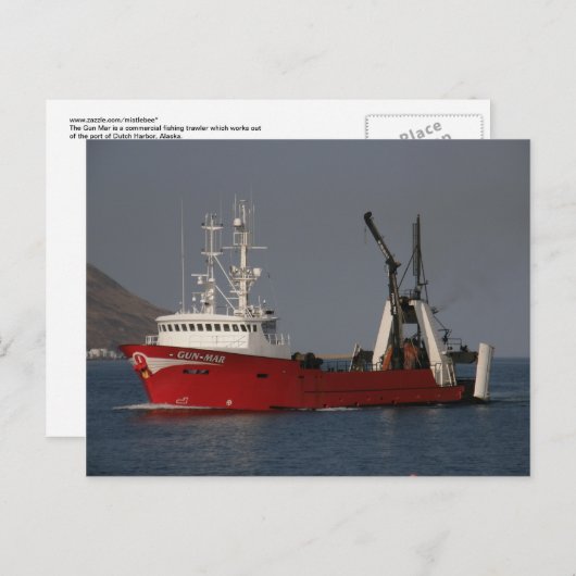 ガンマル、アラスカ州ダッチハーバーでの漁獲、曳網漁船 ポストカード (正面/裏面)