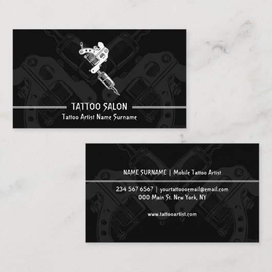 ガンミニマルモダンリストブラックタトゥー 名刺 (正面/裏面)
