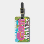 ガンモルディブ島ヴィンテージ旅行ポスターアート。 ラゲッジタグ (正面縦)