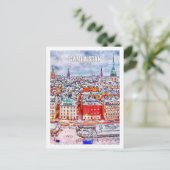 ガンラスタンスウェーデン有名な旅行水の色のスケッチ ポストカード (スタンド正面)