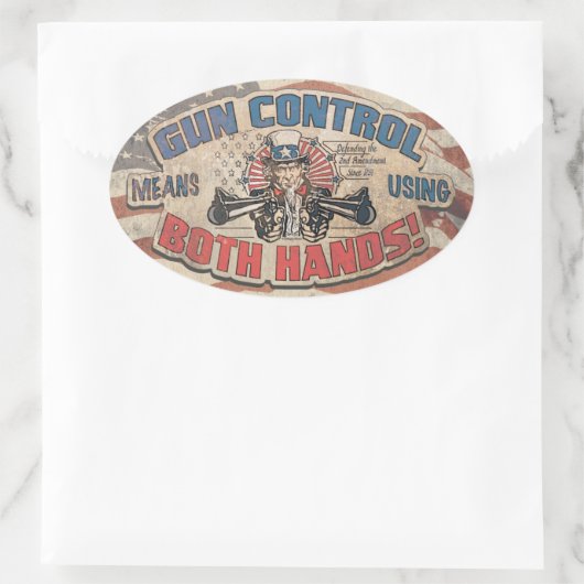 ガン制御手段二手レトロ 楕円形シール (バッグ)