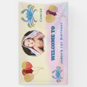 ガン 水彩 1歳の誕生日 | 写真1枚＆風船 横断幕 (縦)