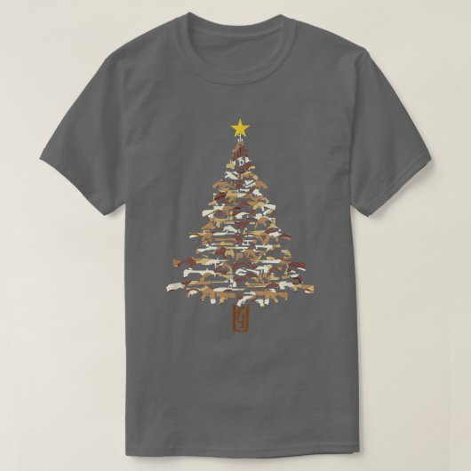 ガンL用のガンズクリスマスツリー迷彩柄プリントクリスマスギフト Tシャツ (デザイン正面)
