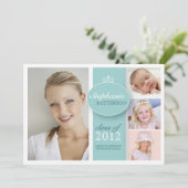 ガーかわいらしル4フォトインティール(緑がかった色)卒業招待状 招待状 (スタンド正面)