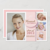 ガーかわいらしル4フォトピンク卒業招待状 招待状 (正面/裏面)