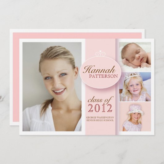 ガーかわいらしル4フォトピンク卒業招待状 招待状 (正面/裏面)