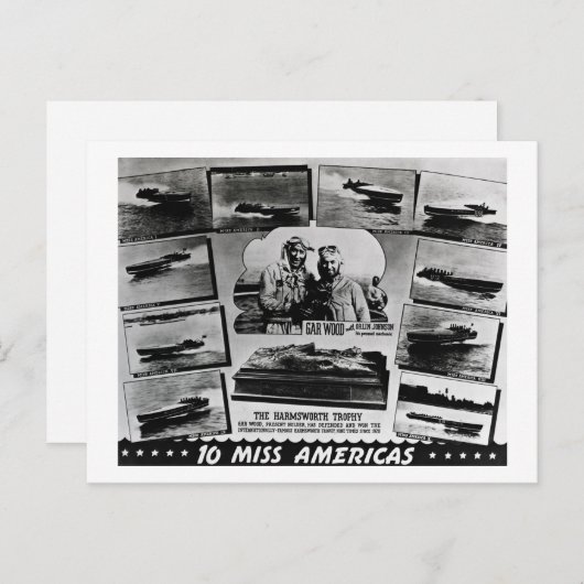 ガーウッドヴィンテージスピードボートレーシング恋しく思アメリカス ポストカード (正面/裏面)