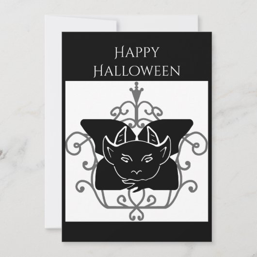 ガーゴイルのハロウィン グリーティングカード 招待状 (正面)
