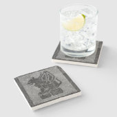 ガーゴイルの灰色の石造りスクロール ストーンコースター (横)