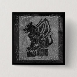 ガーゴイルの灰色の石造りスクロール 缶バッジ