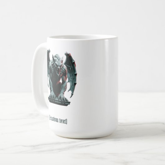 ガーゴイル像 – カスタム文字&カットビニールのシール コーヒーマグカップ (正面左)