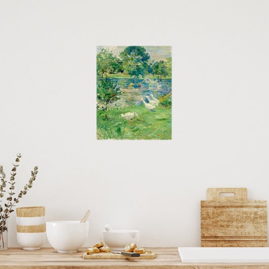 ガースと一緒にボートに乗った女の子by Berthe Morisot ポスター (キッチン)