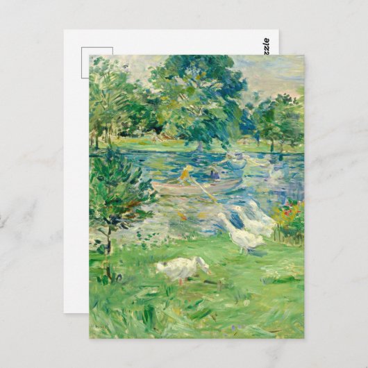 ガースと一緒にボートに乗った女の子by Berthe Morisot ポストカード (正面/裏面)