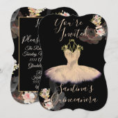 ガーゼ ローズゴールド バレエドレス フラワーフレグランス 招待状 (正面/裏面)