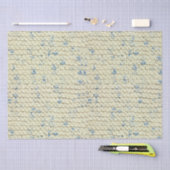 ガーター編みのニットパターン青くか自然なツイード 薄葉紙 (クラフト)