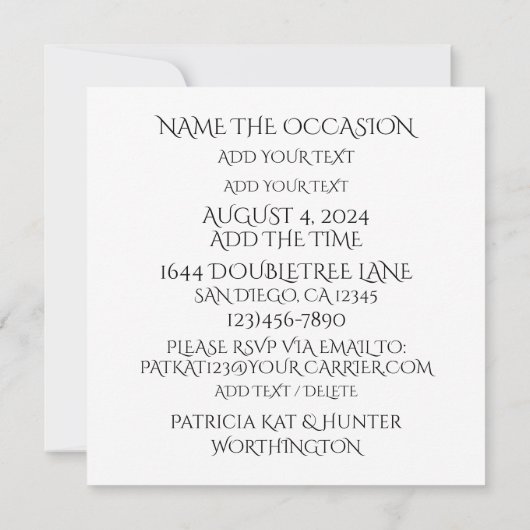 ガーター・パーティータイム 招待状 (裏面)