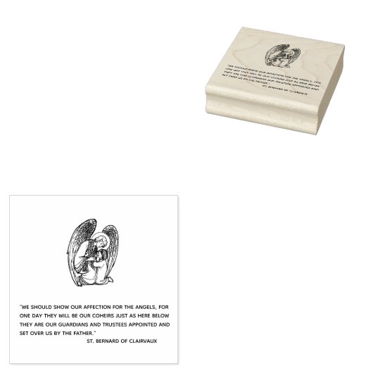 ガーディアンエンジェルと子供の引用文バイサンベルナール ラバースタンプ (押印)