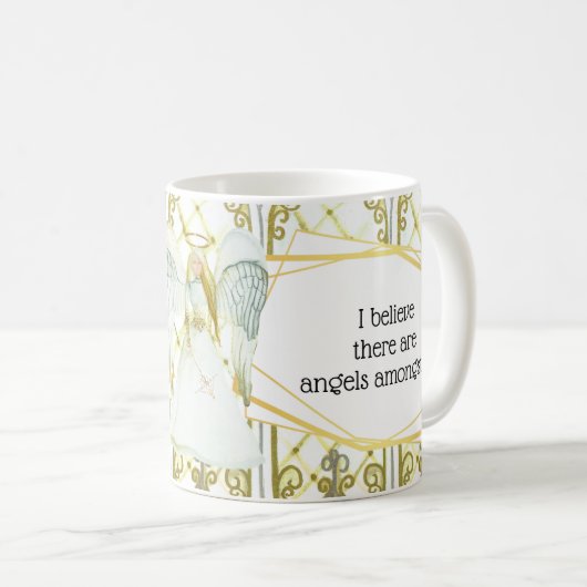 ガーディアンエンジェルのステンドグラスの窓天使の引用文 コーヒーマグカップ (正面右)