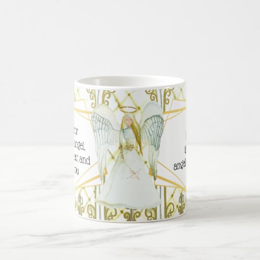 ガーディアンエンジェルのステンドグラスの窓天使の引用文 コーヒーマグカップ (中央)