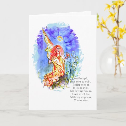 ガーディアンエンジェルウィズ祈りの言葉誕生日カード カード (黄色い花)