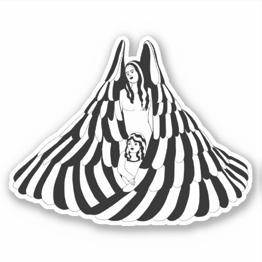 ガーディアンエンジェルウーマン小さな女の子アート シール (正面)