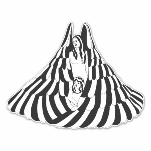 ガーディアンエンジェルウーマン小さな女の子スピリチュアルアート シール (正面)