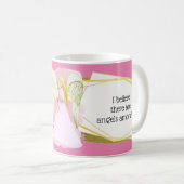 ガーディアンエンジェルピンクのドレス金ゴールド髪女の子の誕生日 コーヒーマグカップ (正面右)