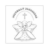 ガーディアンエンジェル宗教的クロス誕生日恵み ラバースタンプ (インプリント)